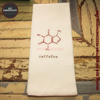 embroidered caffeine molecule towel