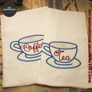 embroidered coffee & tea towel set