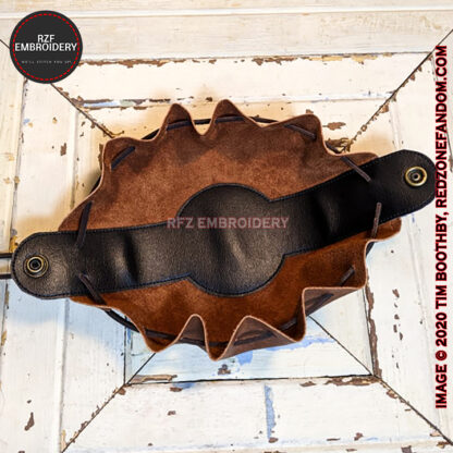 Leather and vinyl Dice Bag open