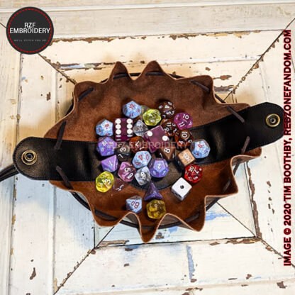 Leather and vinyl Dice Bag open