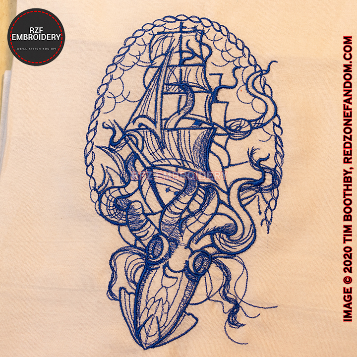 Kraken and Ship Nautical Scene Flour Sack Towel