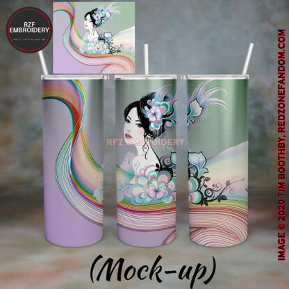 20 oz Japanese Girl in Swirls on green Tumbler