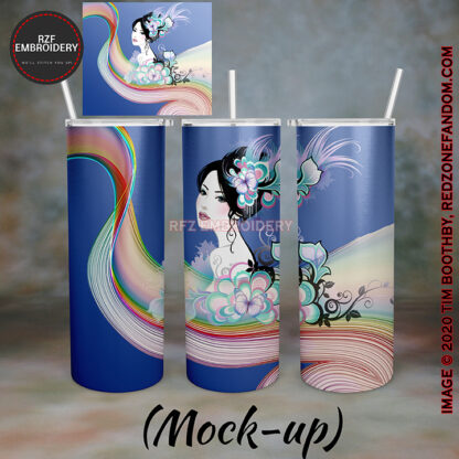 20 oz Japanese Girl in Swirls on Blue Tumbler