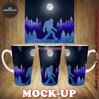 17oz Latte Mug - Bigfoot in the Moonlight