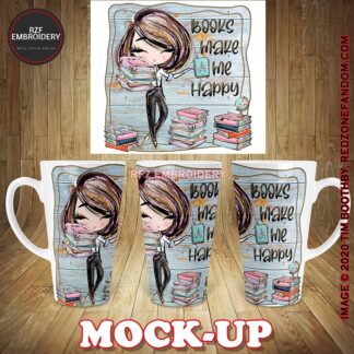 17oz Latte Mug - Books Make Me Happy 1