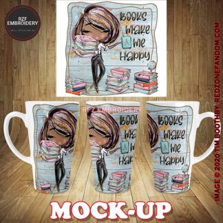 17oz Latte Mug - Books Make Me Happy 2