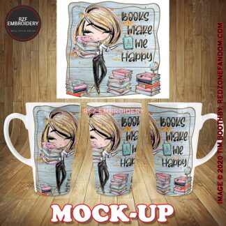 17oz Latte Mug - Books Make Me Happy 3