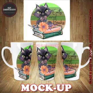 17oz Latte Mug - Cats and Books