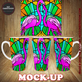 17oz Latte Mug - Flamingo on Stained Glass