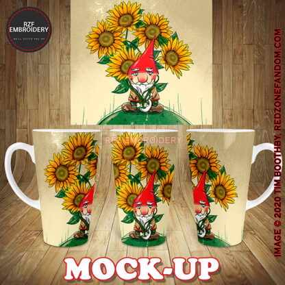 17oz Latte Mug - Gnome Sunflower