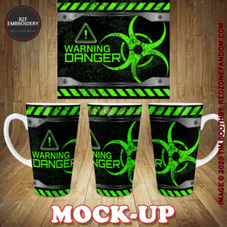 17oz Latte Mug - Green WARNING DANGER