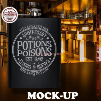 Hip Flask - Healing potion - Apothecary potions poisons elixirs & brews est. 1692-01