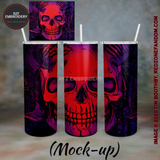 20 oz red skull on black tumbler