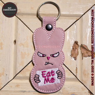 Pink bunny bite me keyfob