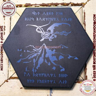 Tile with an image of a Dragon over a Mountain