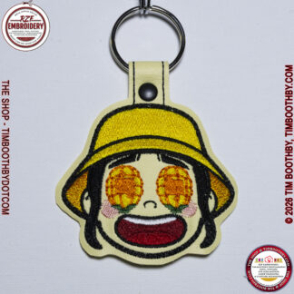 Anime girl with an open mouth and popcorn eyes